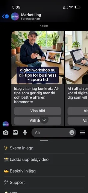 Godkänn inlägg direkt i Messenger